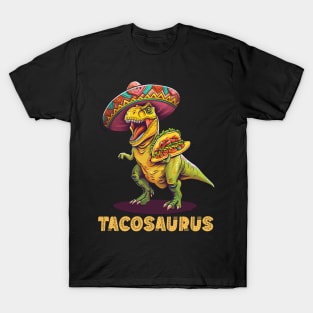 Tacosaurus Funny Tacos Tuesday T-rex Holding Taco Dinosaur For Cinco De Mayo T-Shirt